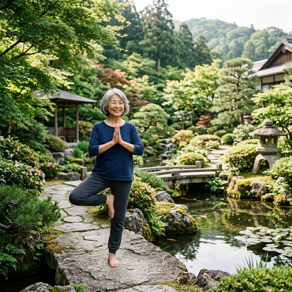 Senior woman practicing yoga as part of a healthy lifestyle