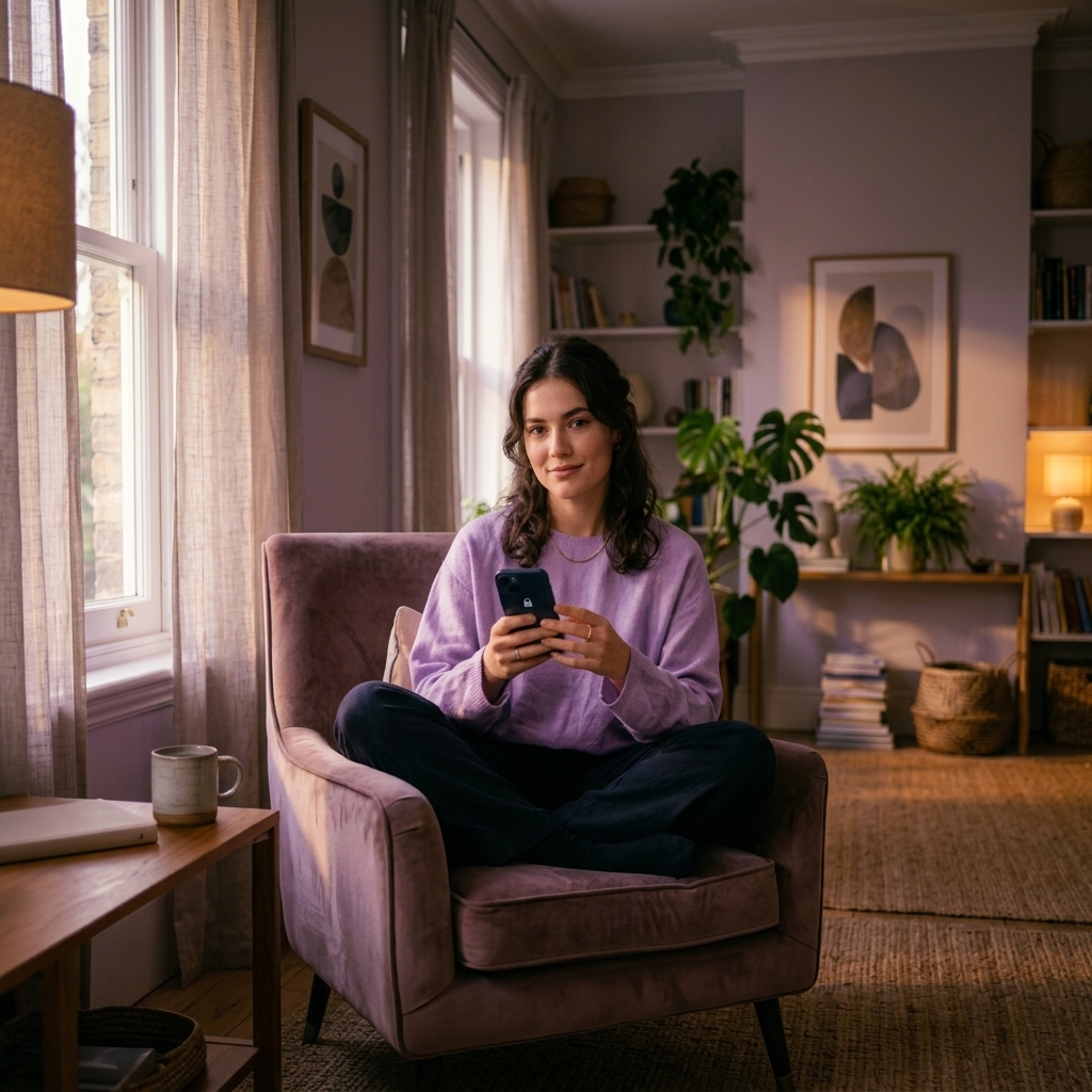 Woman using a secure digital health platform